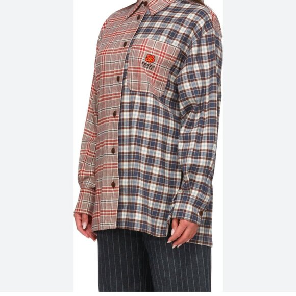 KENZO PARIS X NIGO 2 TONE PLAID OVERSIZED SHIRT S - Picture 2 of 13